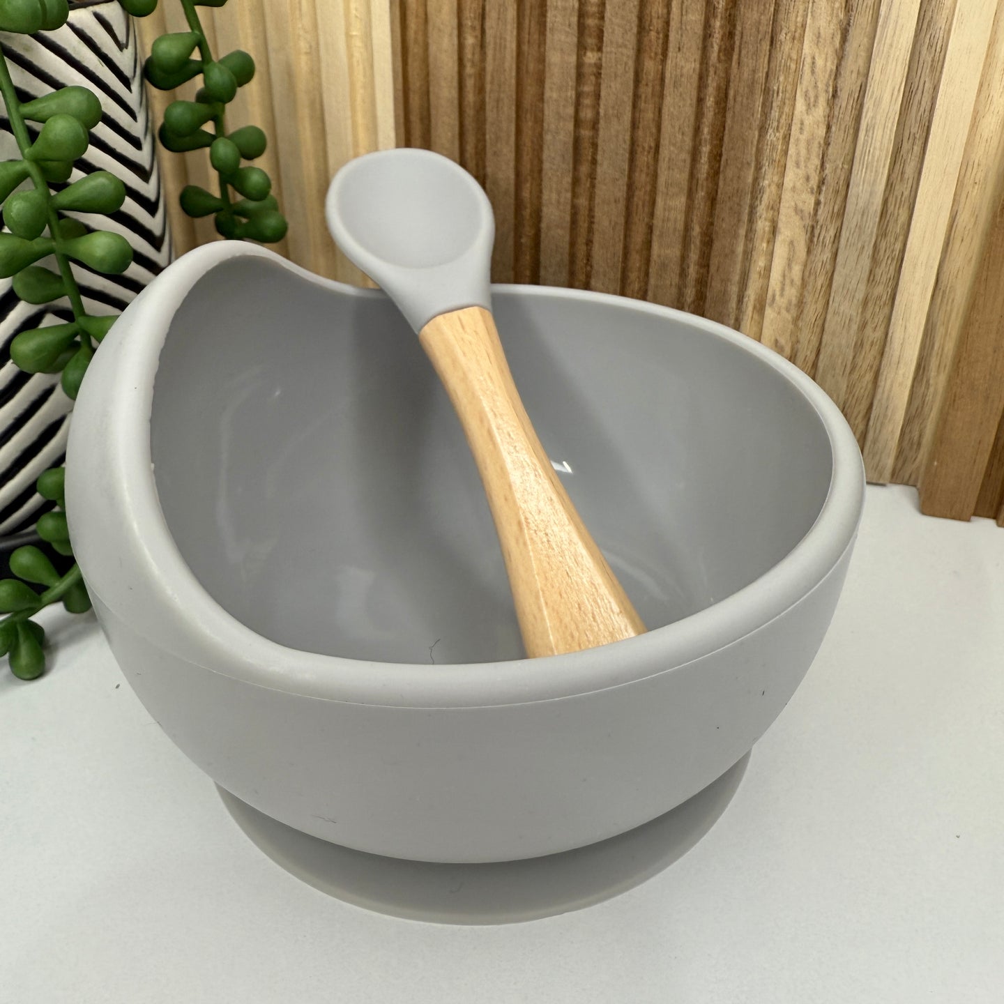 Silicone Bowl w/Spoon | Gray
